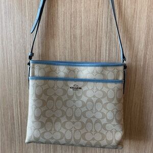Coach Tan and Blue Crossbody Bag